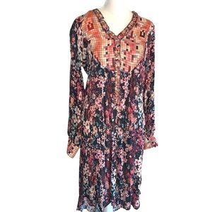 Anthropologie Blank London Split Hem Multi Colored Floral Hi Low Midi Dress